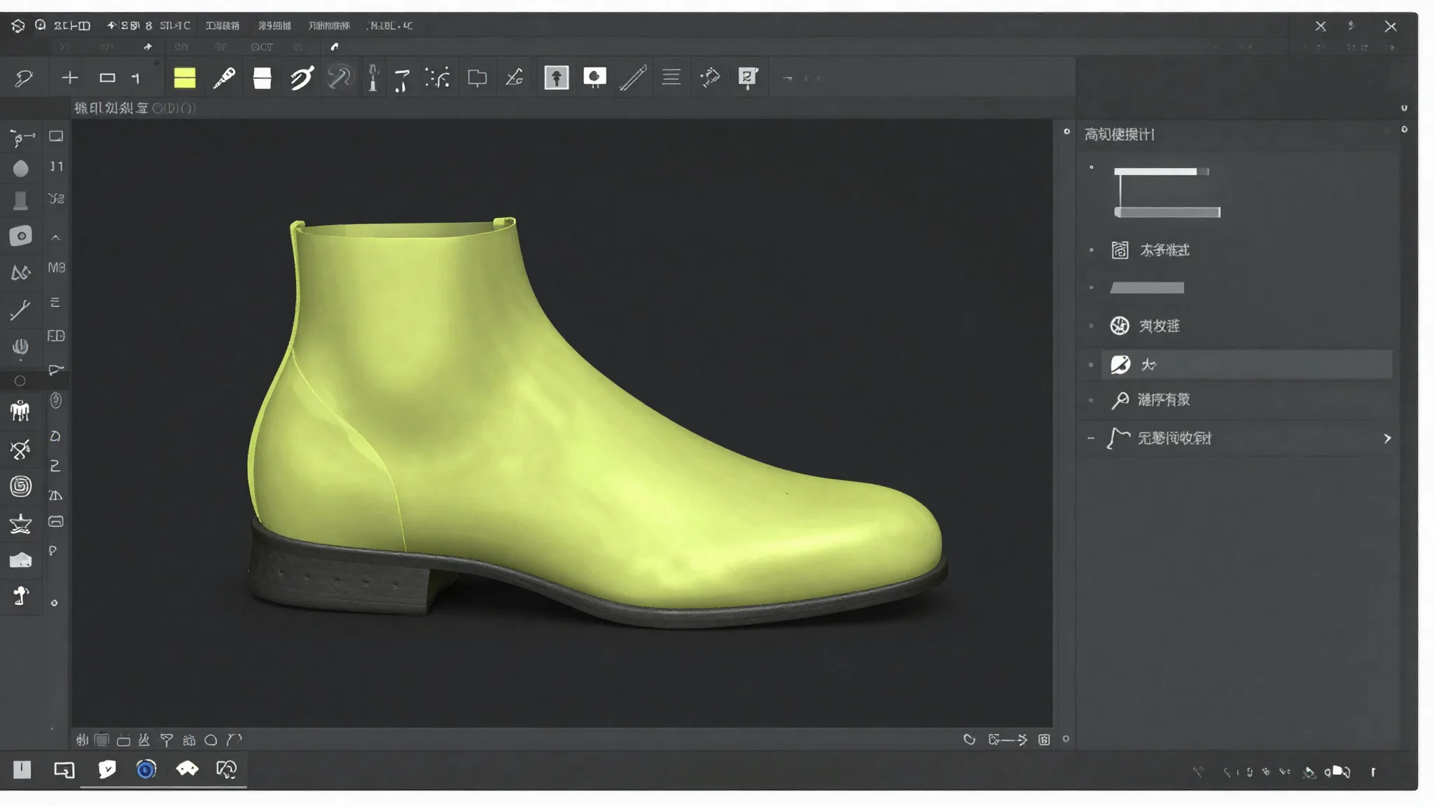 Interfaccia di un software CAD calzaturiero con una forma caricata